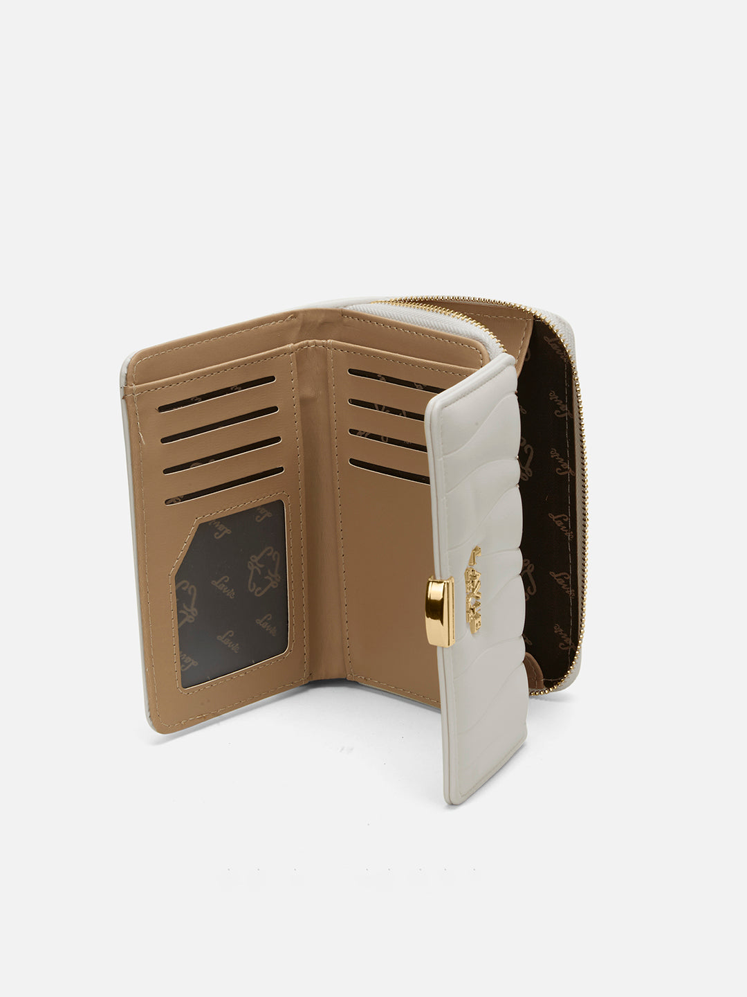 Lucie Emboss Trifold Medium Wallet Off White