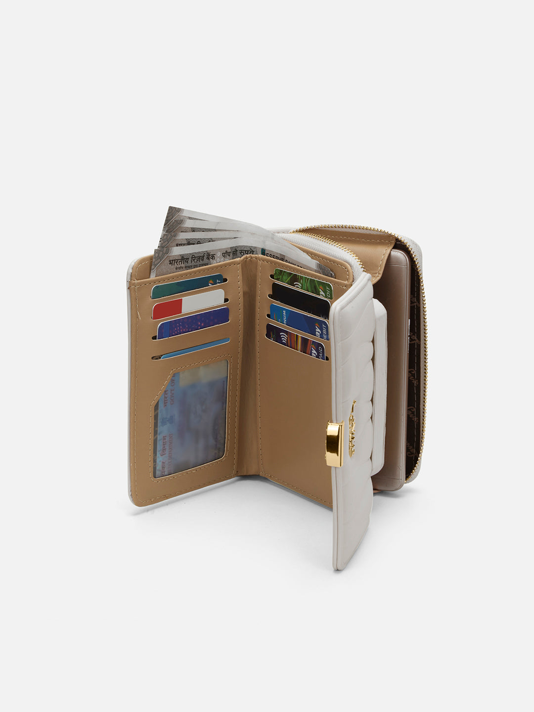 Lucie Emboss Trifold Medium Wallet Off White