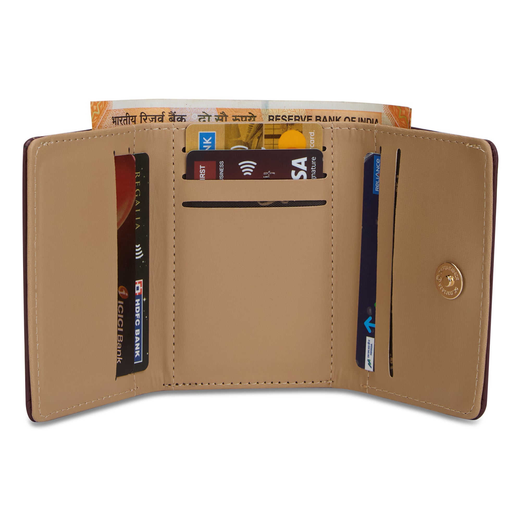 Lucie Emboss Trifold Small Wallet Wine