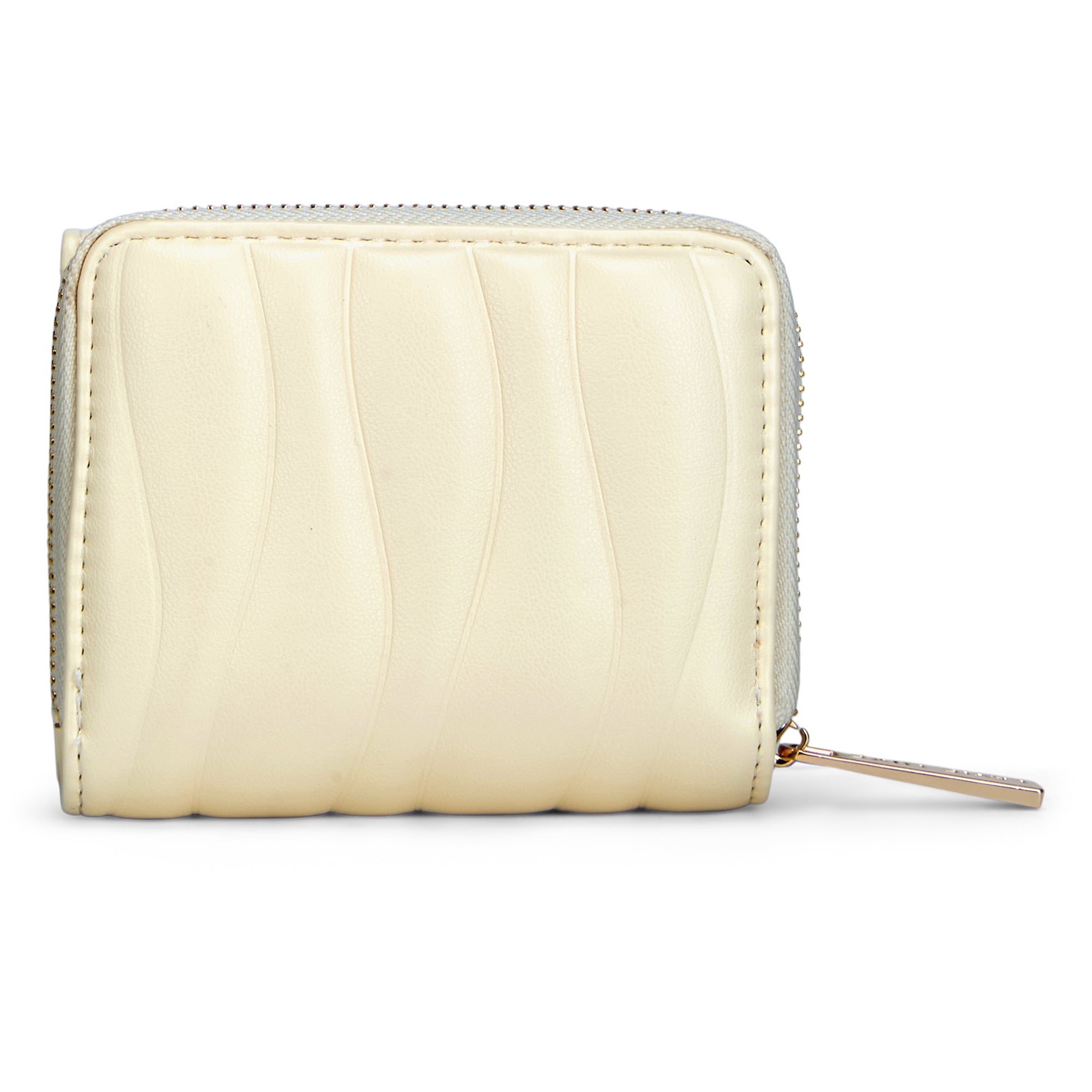 Lucie Emboss Trifold Small Wallet Off White