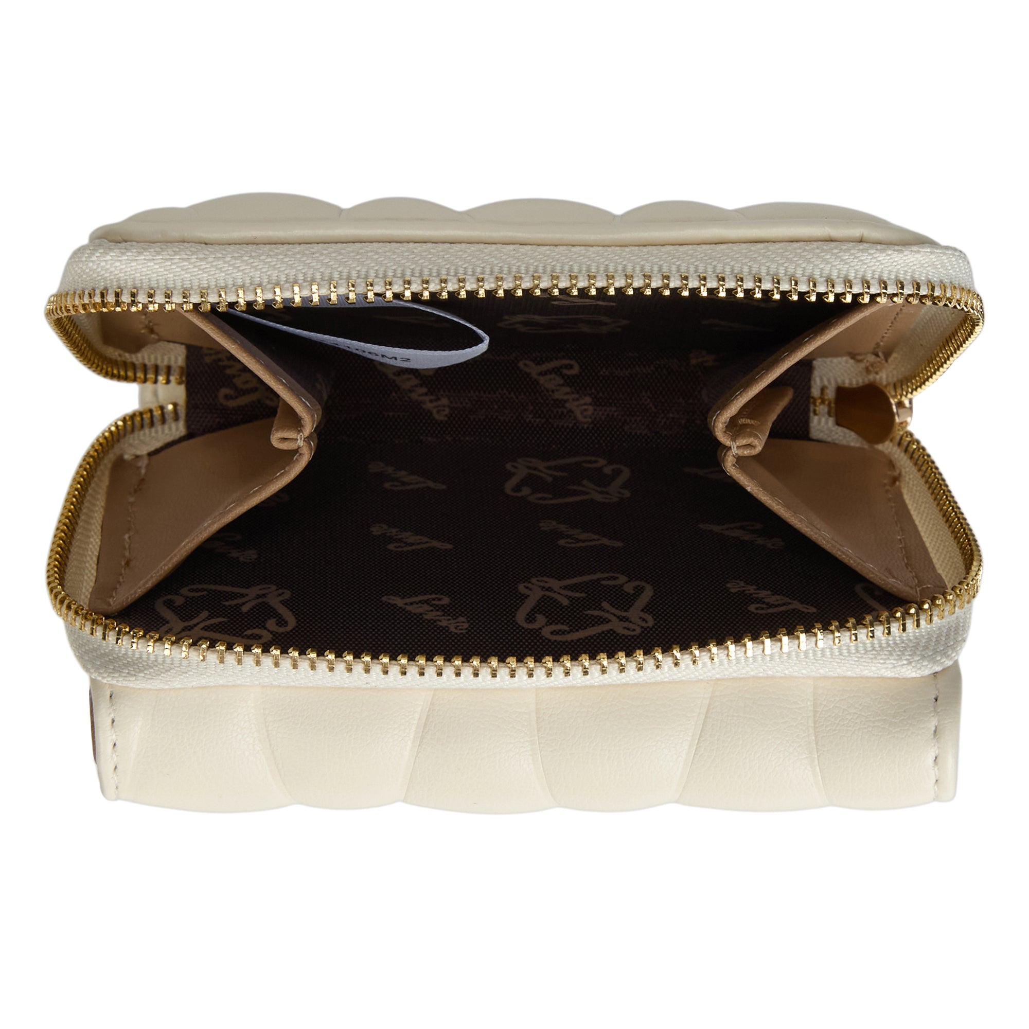 Lucie Emboss Trifold Small Wallet Off White