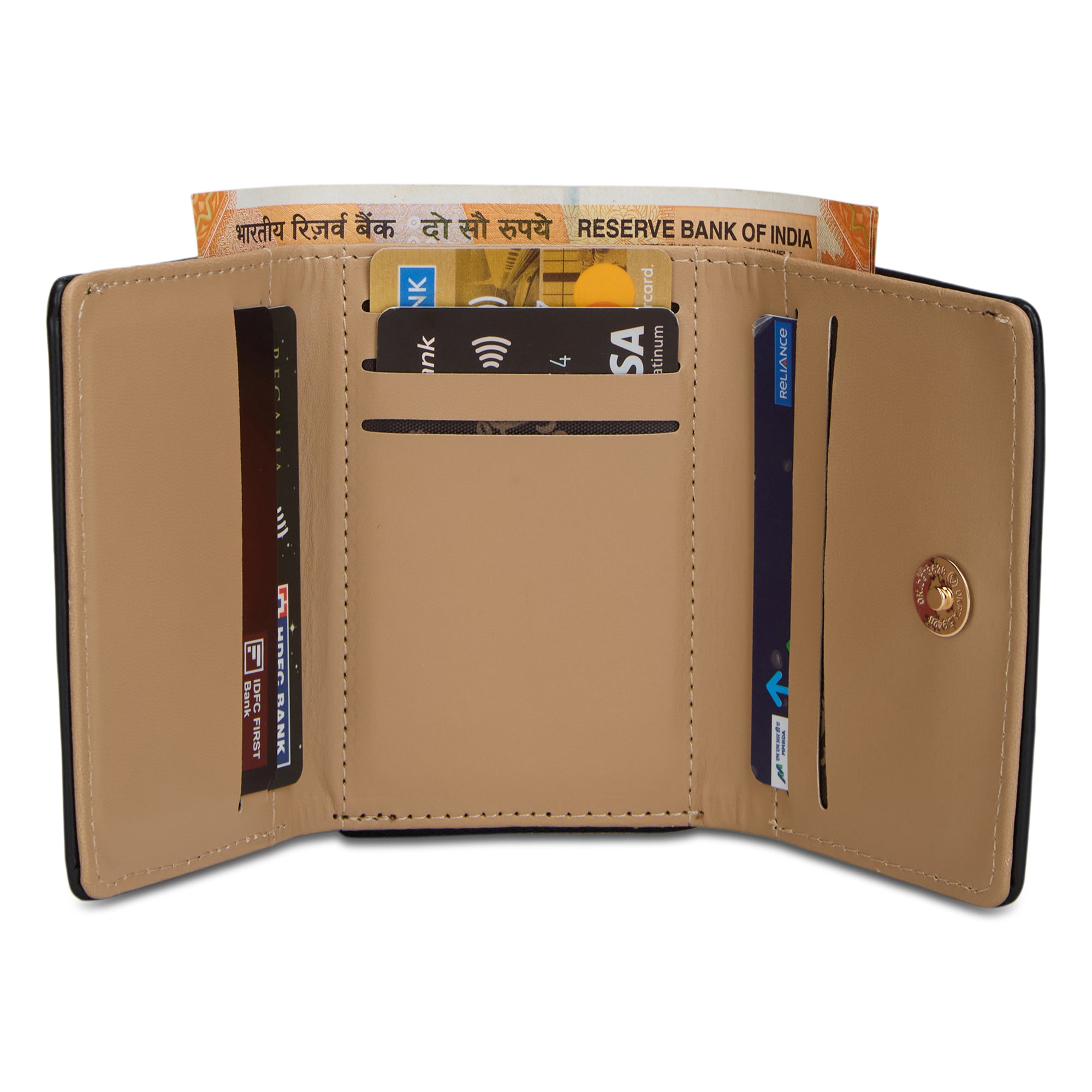 Lucie Emboss Trifold Small Black