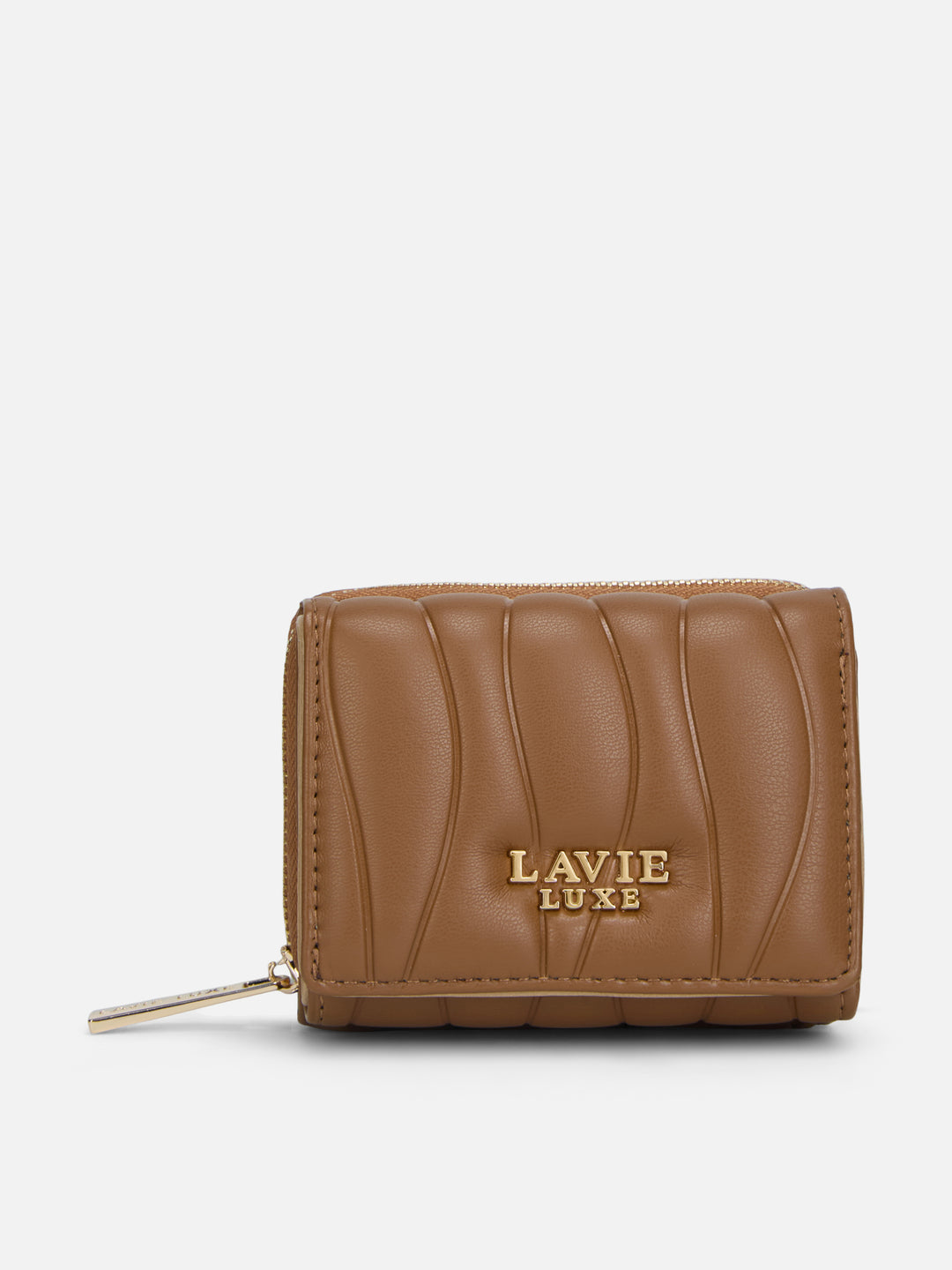Lucie Emboss Trifold Small Tan Wallet