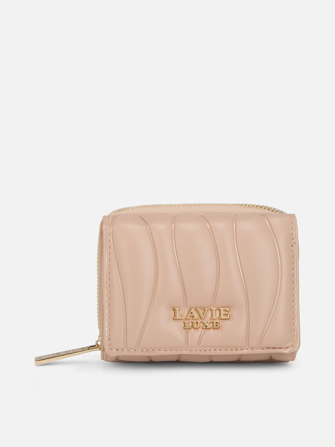 Lucie Emboss Trifold Small Brown Wallet