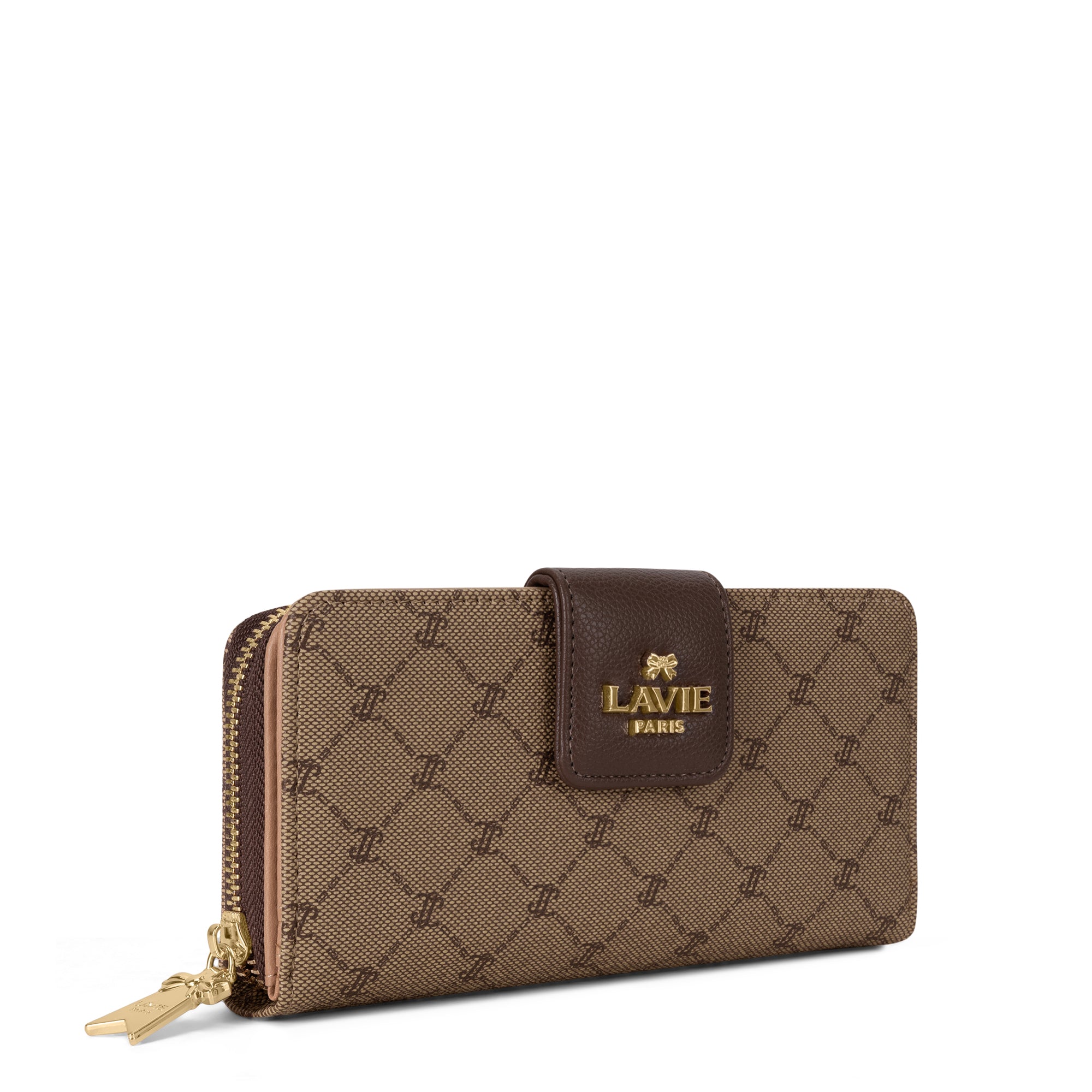 Mono Marie Bifold Zip Around Wallet Latte
