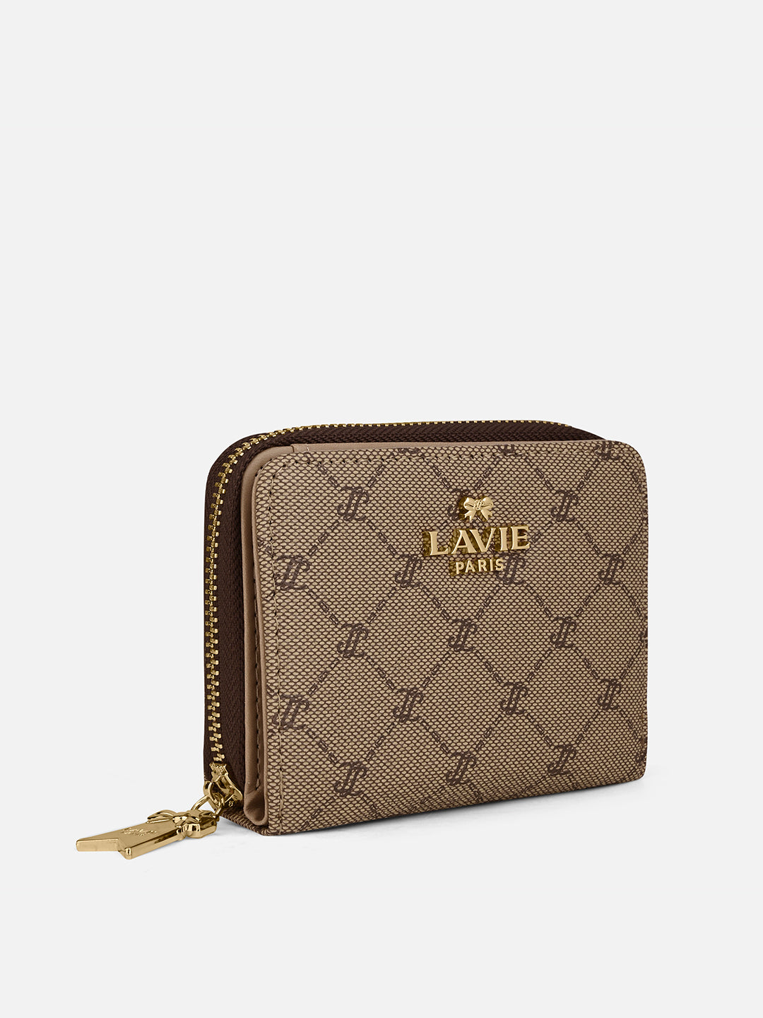 Mono Lynette Flap Zip Around Wallet Latte