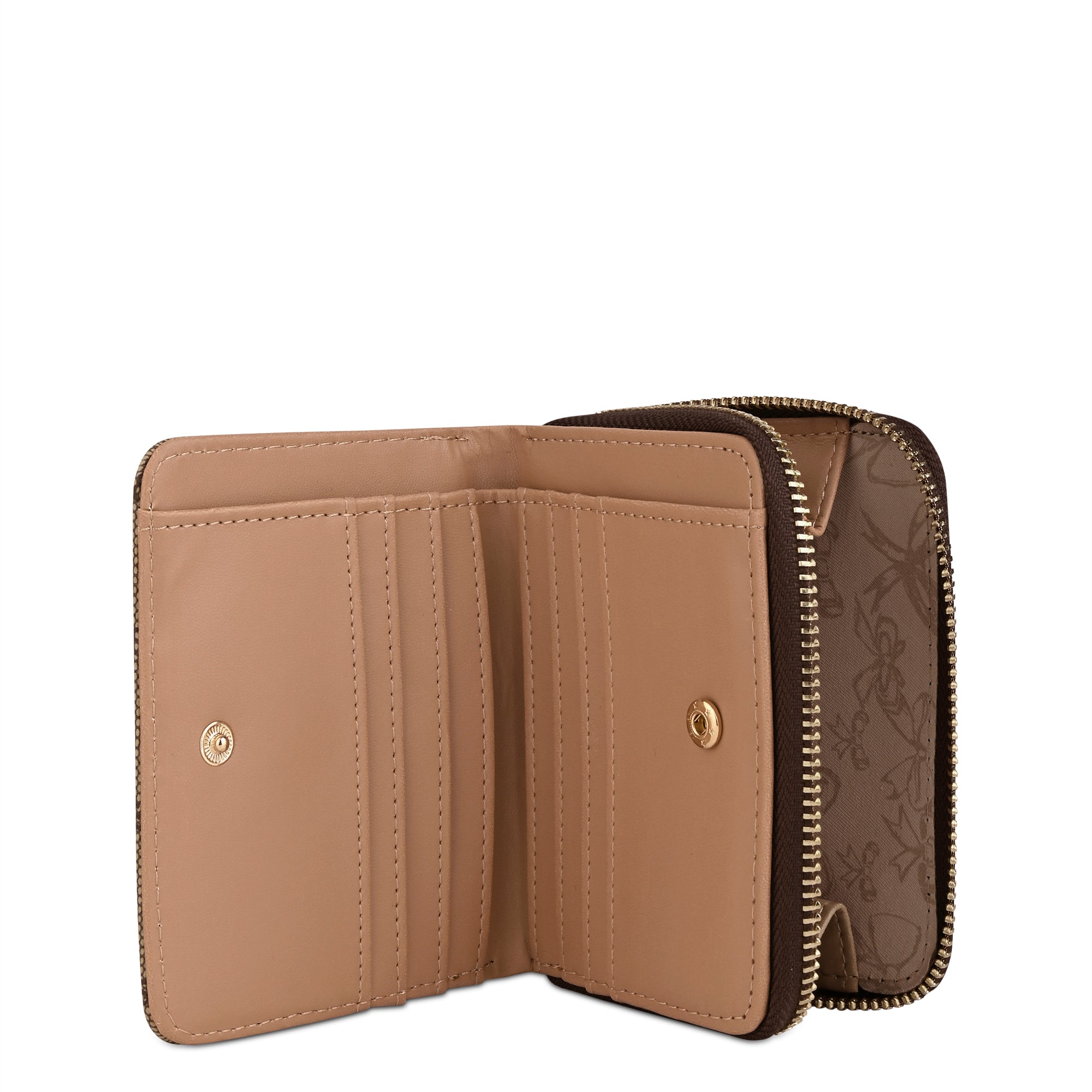 Mono Lynette Flap Zip Around Wallet Latte