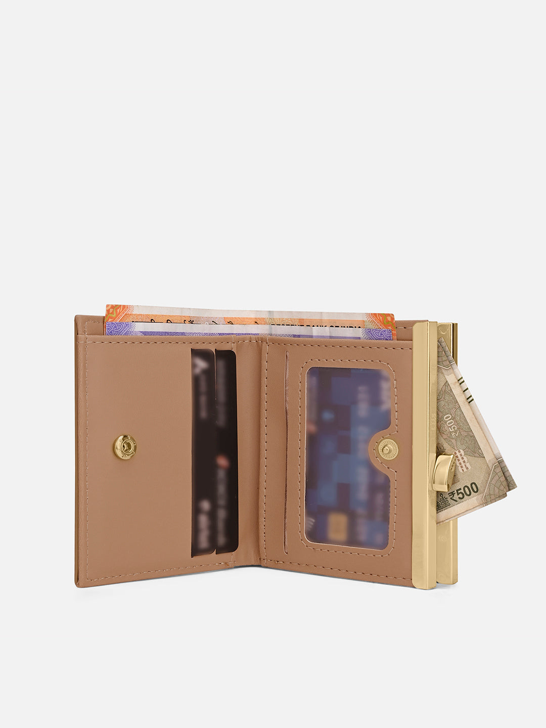 Mono Romane Small Frame Wallet Latte