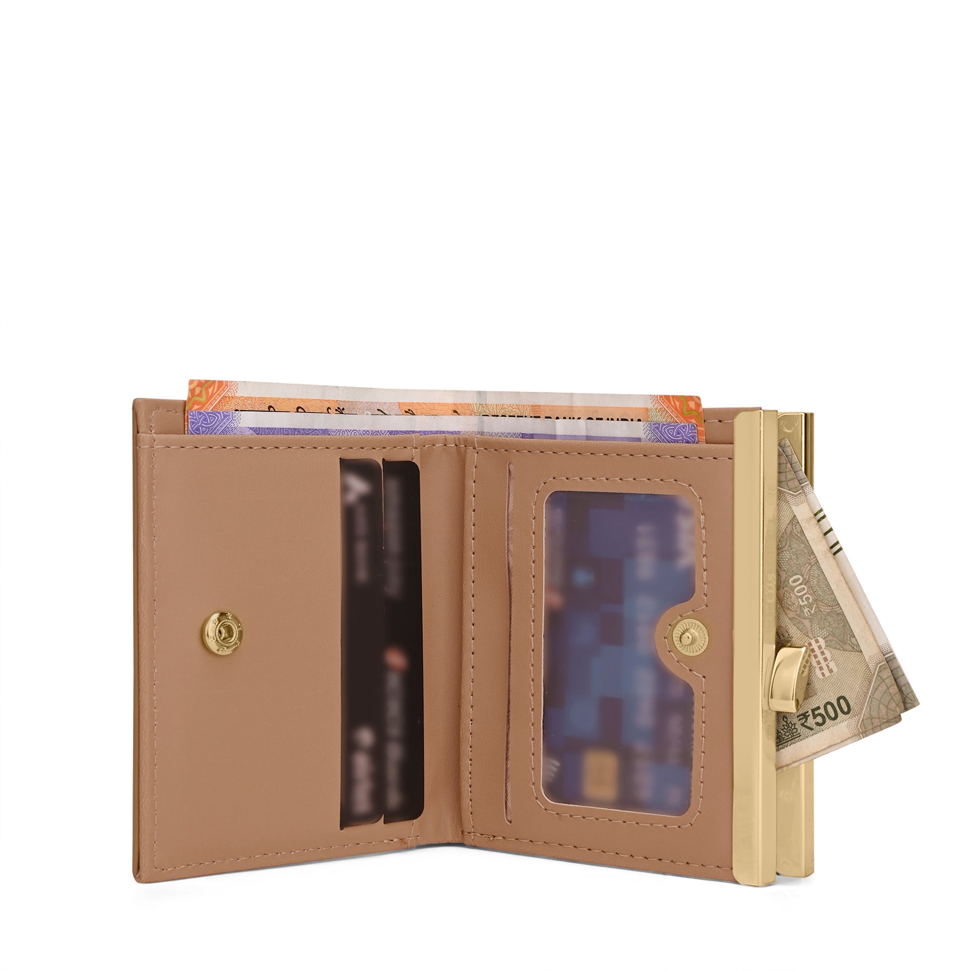Mono Romane Small Frame Wallet Latte