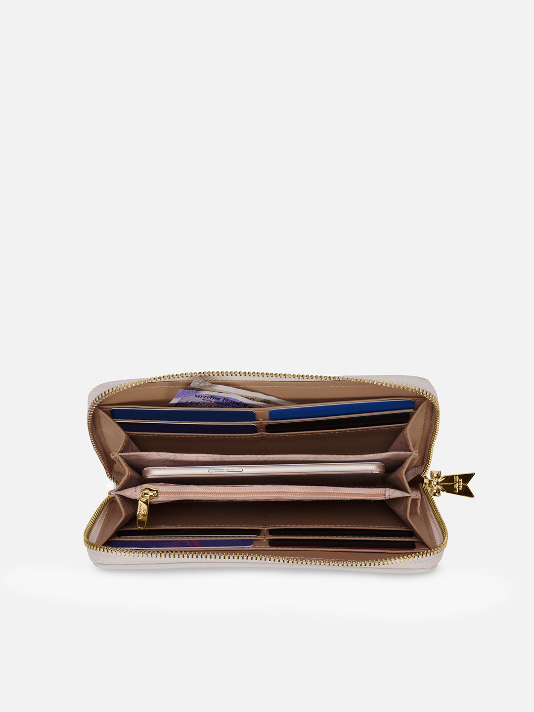 Pli Elite Large Zip Around Wallet Off White