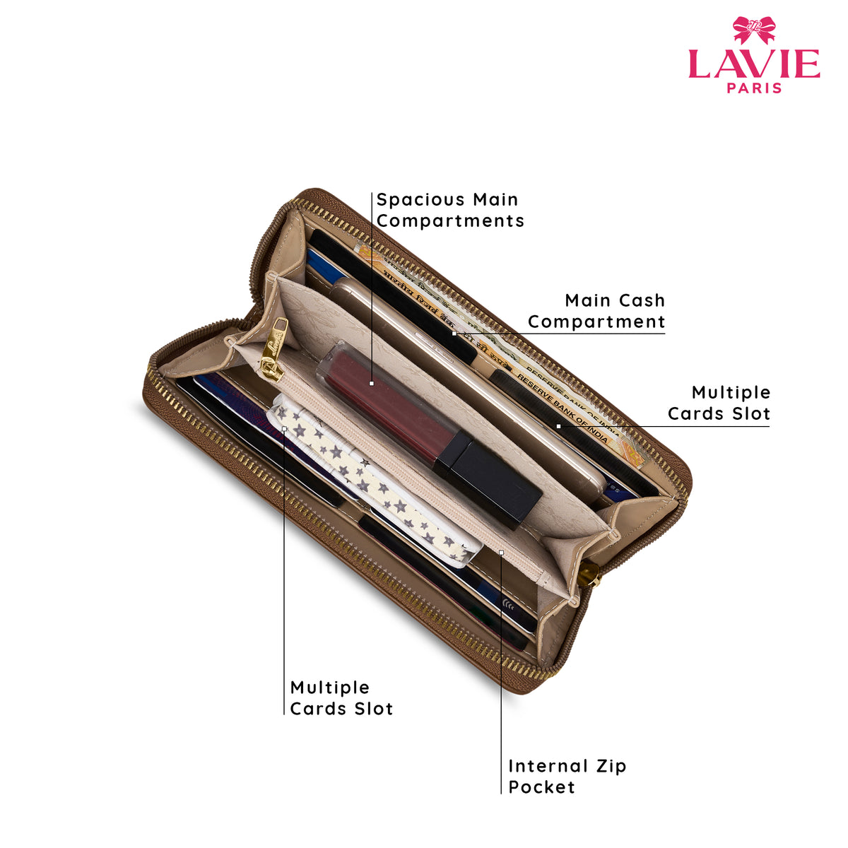 Soft Alfie Zip Around Large Tan Wallet