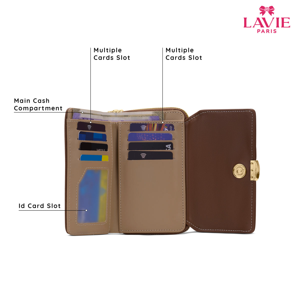Soft Neomee Trifold Medium Tan Wallet