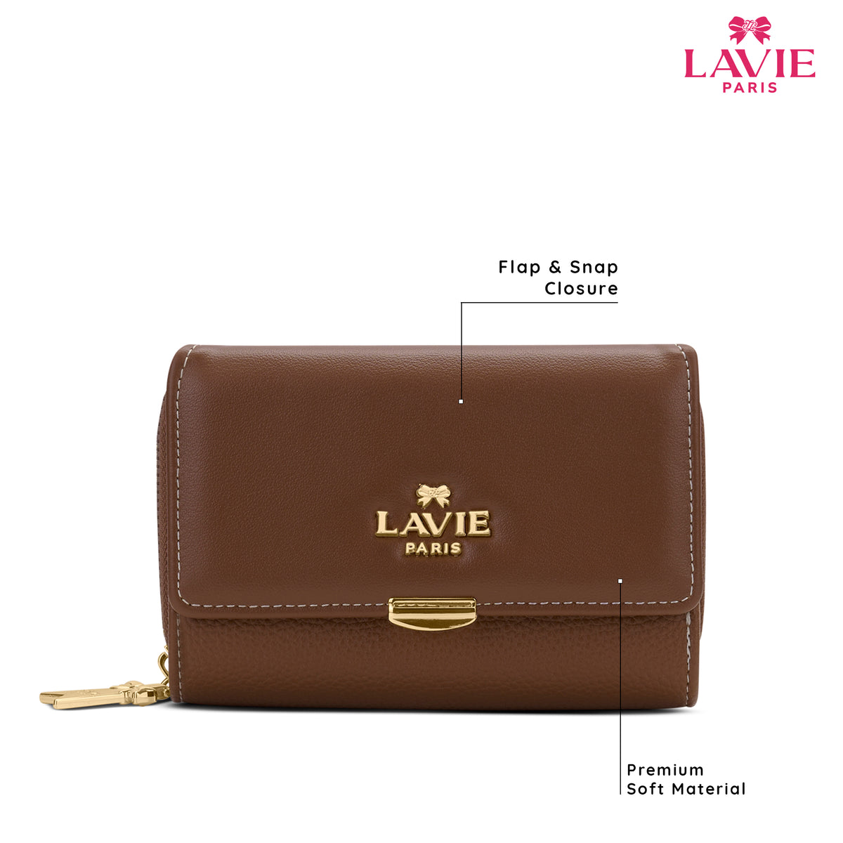 Soft Neomee Trifold Medium Tan Wallet