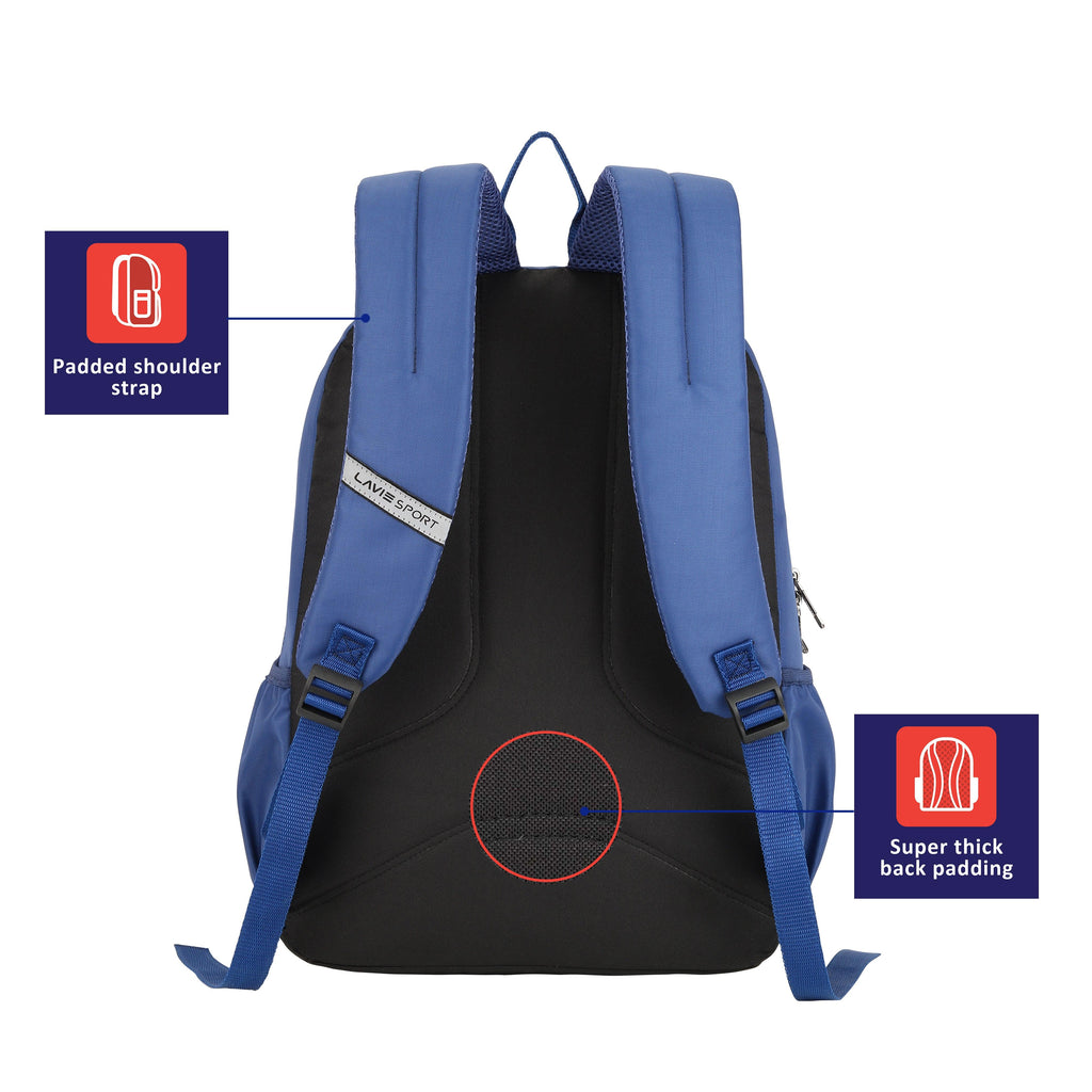 Lavie Sport Hype-1 36 Litres Casual Backpack | School College Bag For Boys & Girls Navy - Lavie World