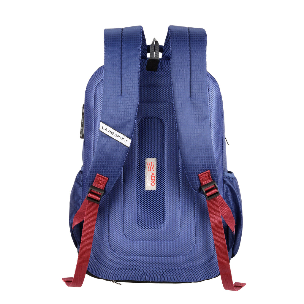 Lavie Sport Graph 31L Laptop Backpack with Raincover & Combi-lock For Men & Women|Boys & Girls Navy - Lavie World