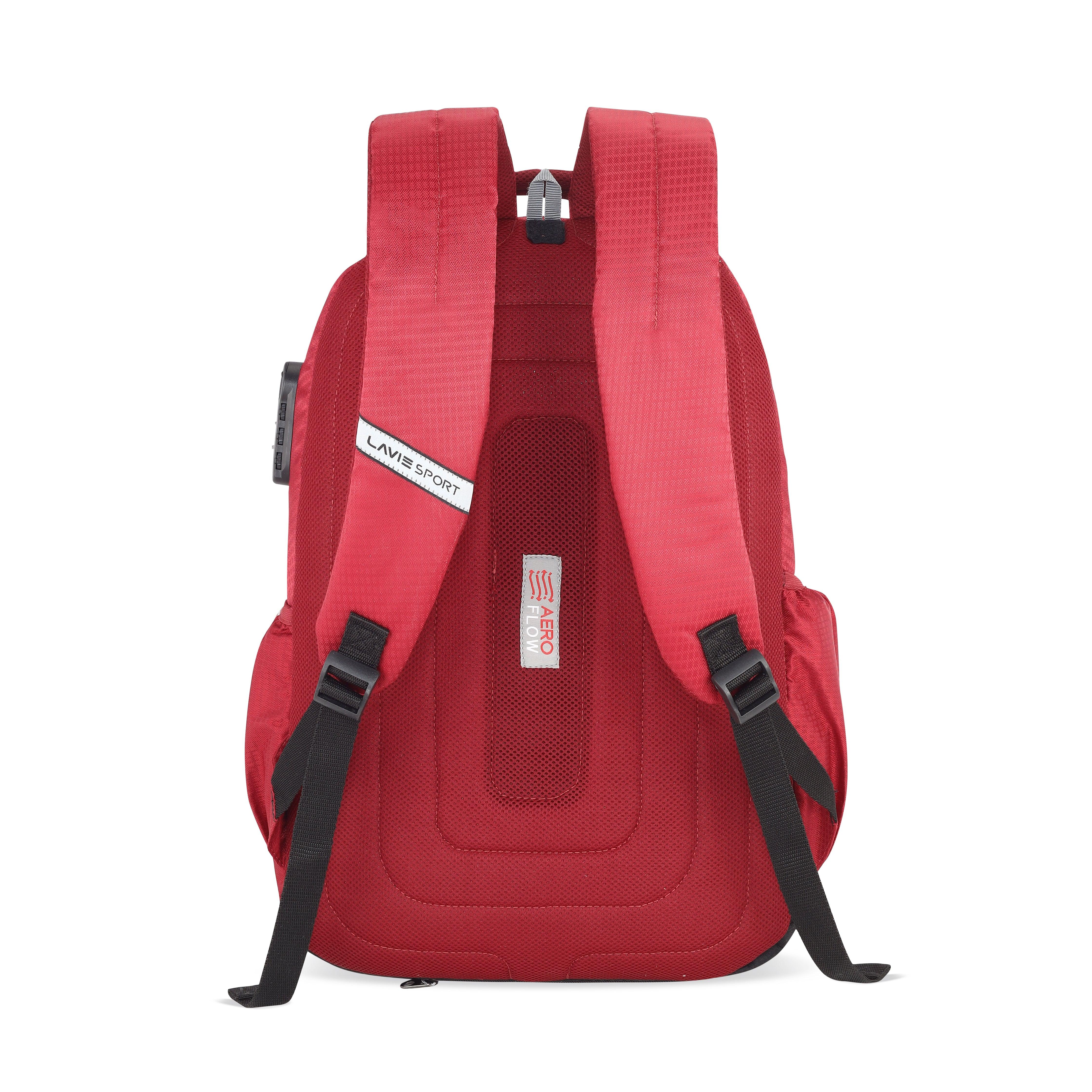 Lavie Sport Graph 31L Laptop Backpack with Raincover & Combi-lock For Men & Women|Boys & Girls Red - Lavie World