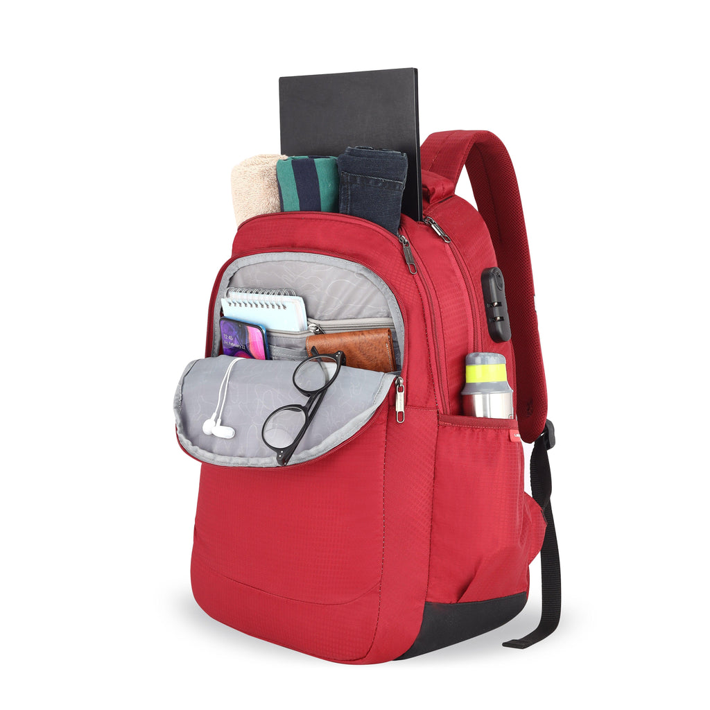 Lavie Sport Graph 31L Laptop Backpack with Raincover & Combi-lock For Men & Women|Boys & Girls Red - Lavie World