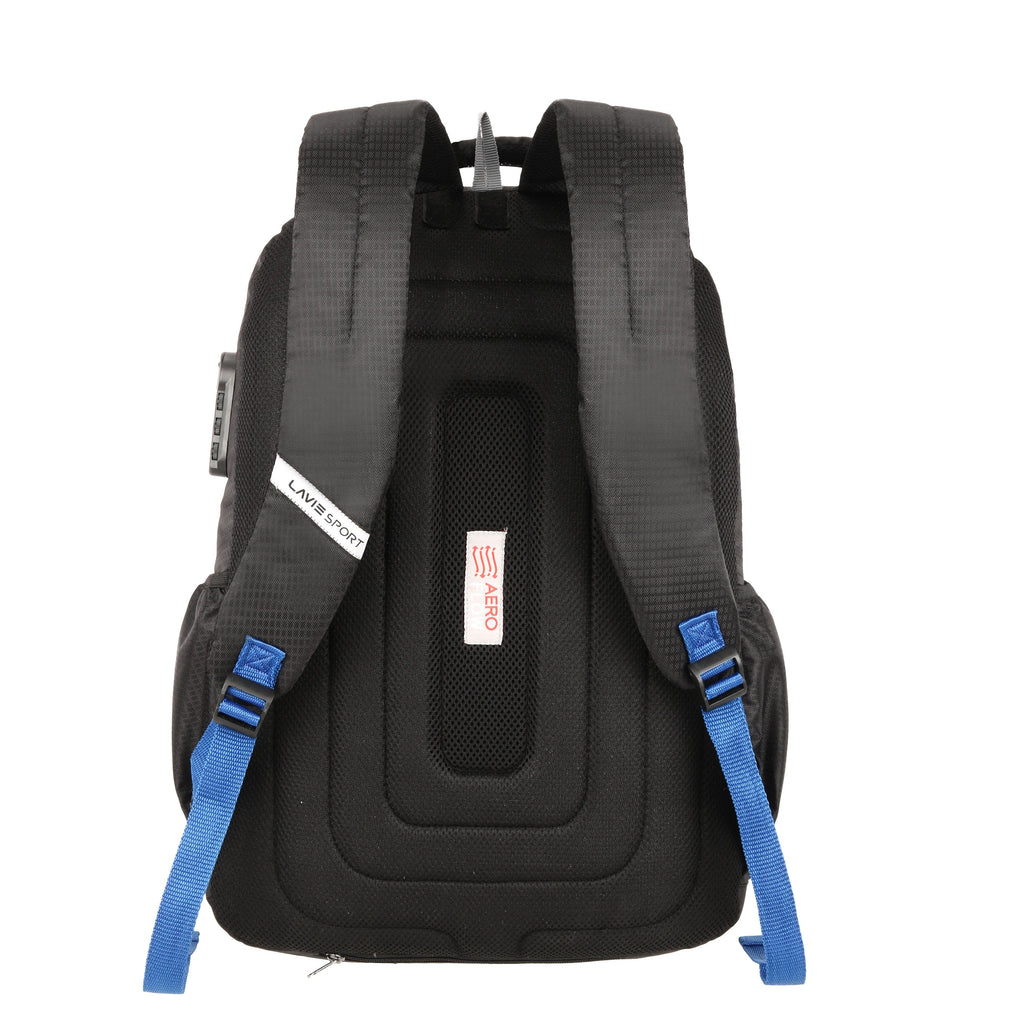 Lavie Sport Axis 31L Laptop Backpack with Raincover & Combi-lock For Men & Women|Boys & Girls Black - Lavie World