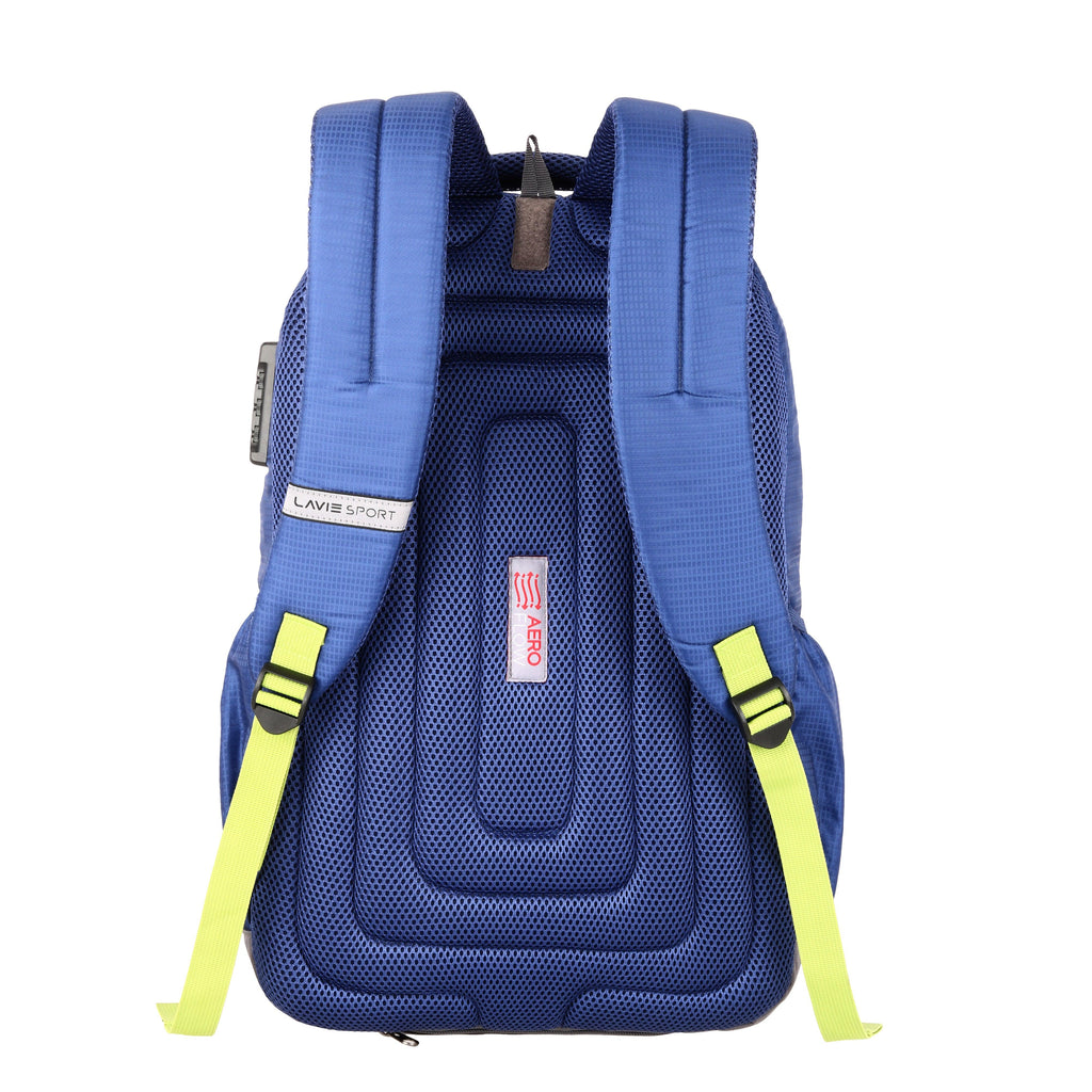 Lavie Sport Axis 31L Laptop Backpack with Raincover & Combi-lock For Men & Women|Boys & Girls Royal Blue - Lavie World