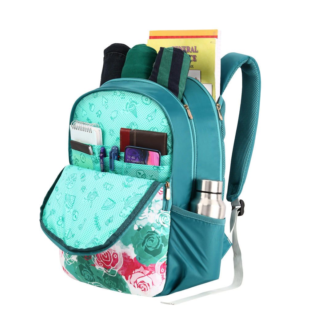 Lavie Sport Rose - 17.5" 26 Litres Casual Backpack | School College Bag For Boys & Girls Mint - Lavie World