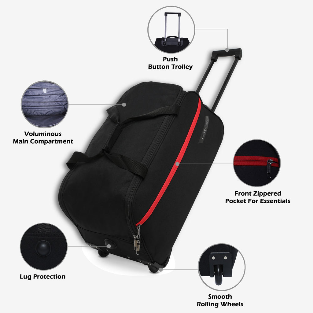Lavie Sport Combo Size 53+63 Cms Lino Wheel Duffle Bag | Black - Lavie World