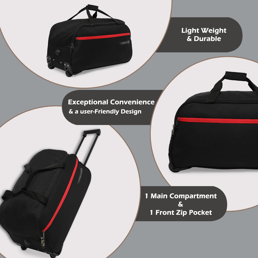 Lavie Sport Combo Size 53+63 Cms Lino Wheel Duffle Bag | Black - Lavie World
