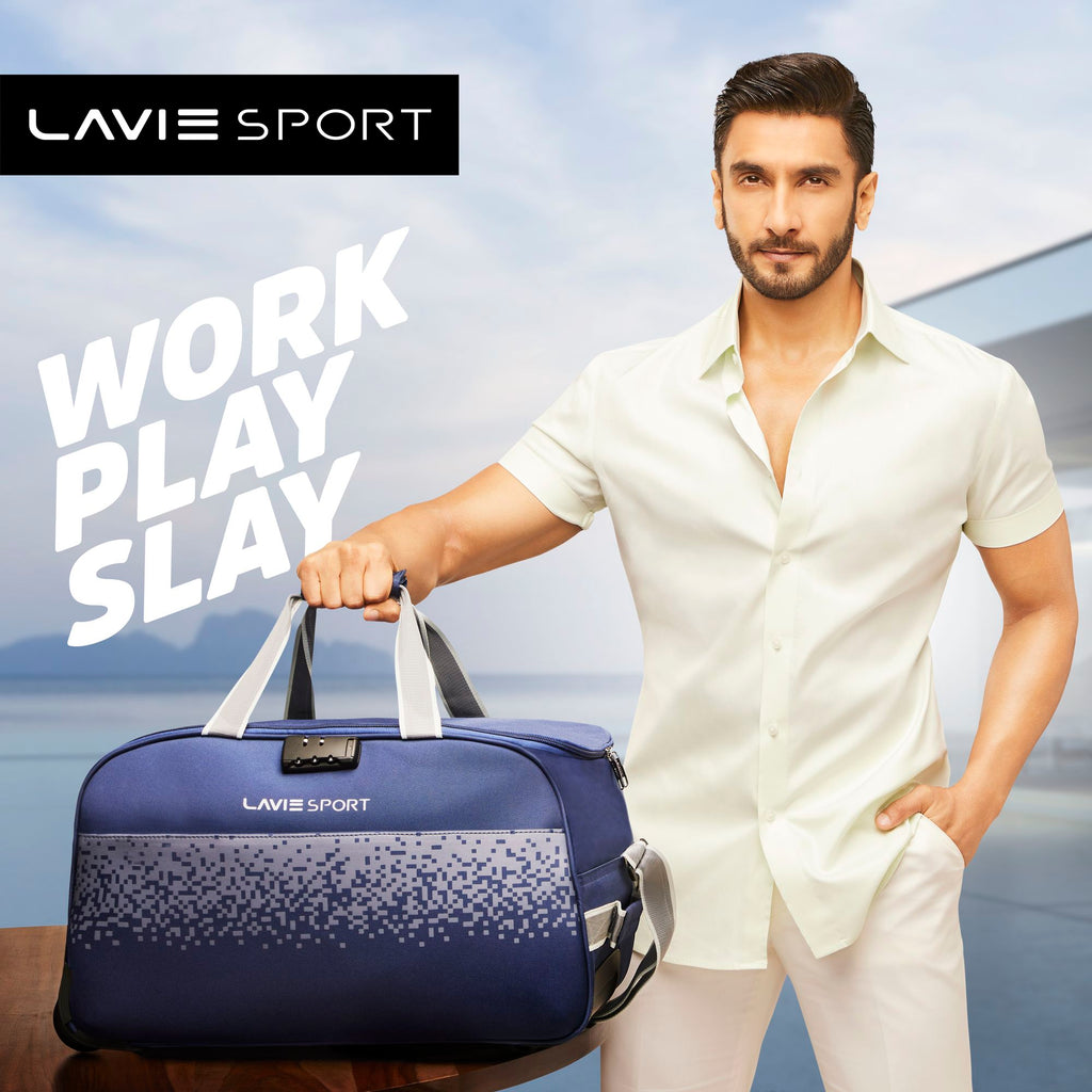 Lavie Sport Large Combo Size 53+63 Cm Litre Pixel Wheel Duffle Bag| Navy - Lavie World