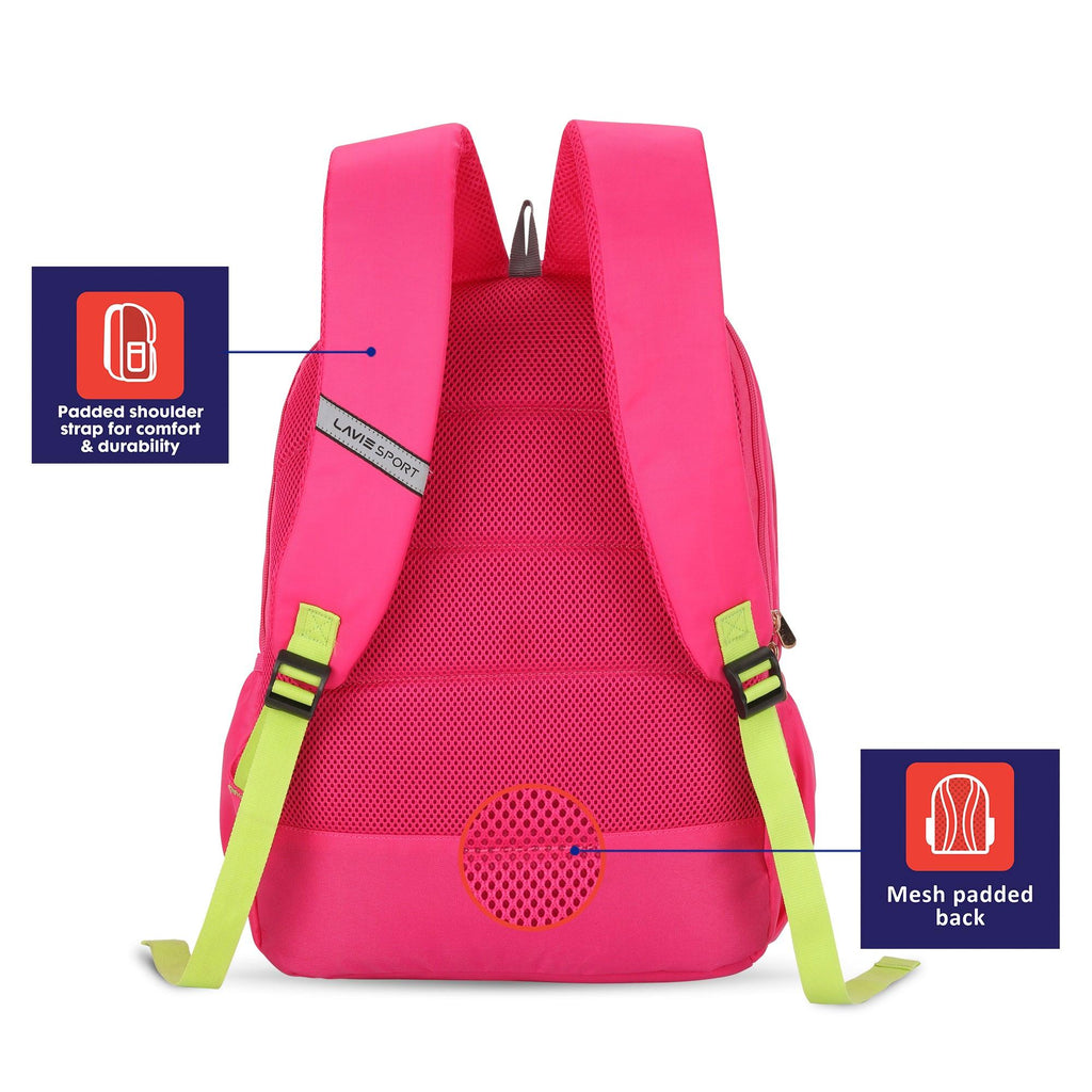 Lavie Sport Pops 17.5" Boy'S/Girl'S School Bag - 27 Litres Magenta - Lavie World