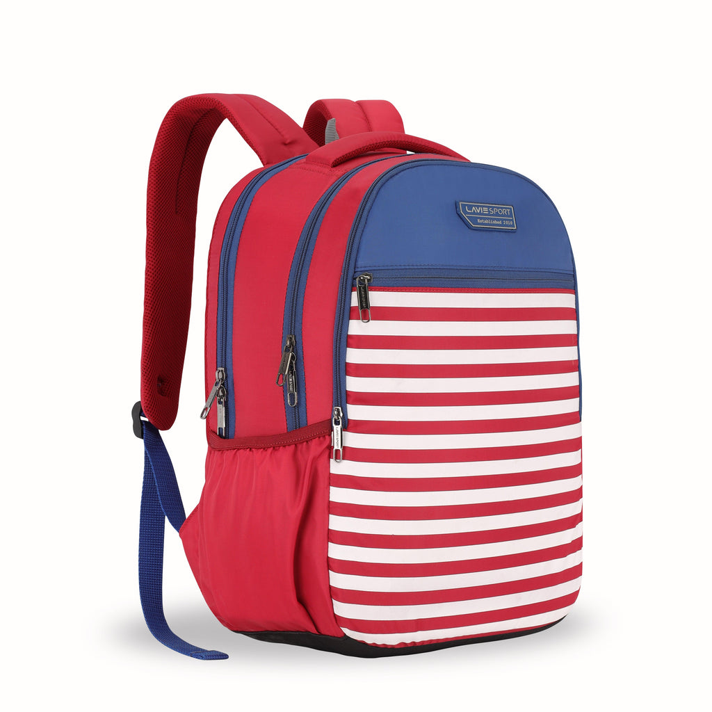 Lavie Sport Nautical 26L Printed School Backpack for Girls Red - Lavie World