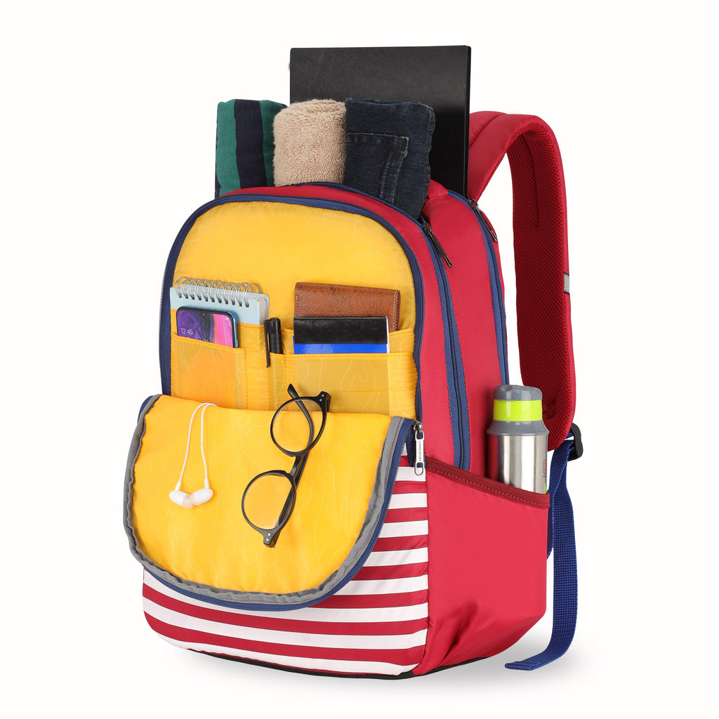 Lavie Sport Nautical 26L Printed School Backpack for Girls Red - Lavie World