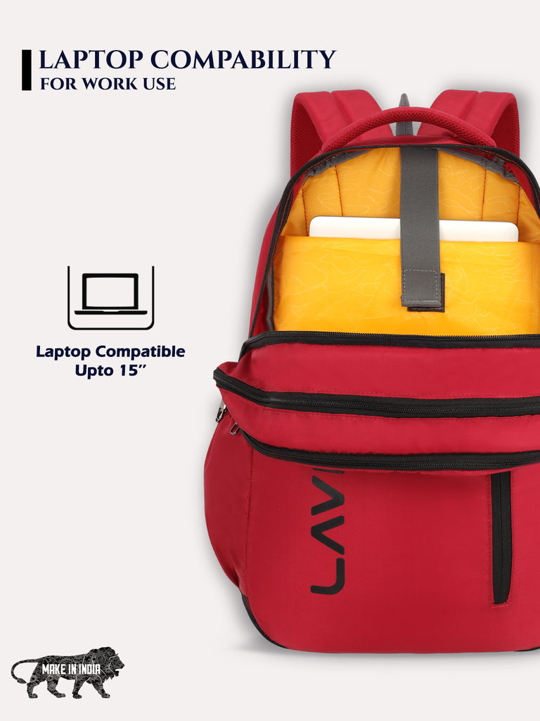 Lavie_Sport_Engrave_34L_Laptop_Backpack_For_Boys_&_Girls_|Unisex_Casual_Bag_for_Men_&_Women_Red