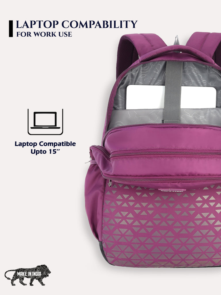 Lavie_Sport_Chrysolite_34L_Laptop_Backpack_For_Boys_&_Girls_|Unisex_Casual_Bag_for_Men_&_Women_Purple