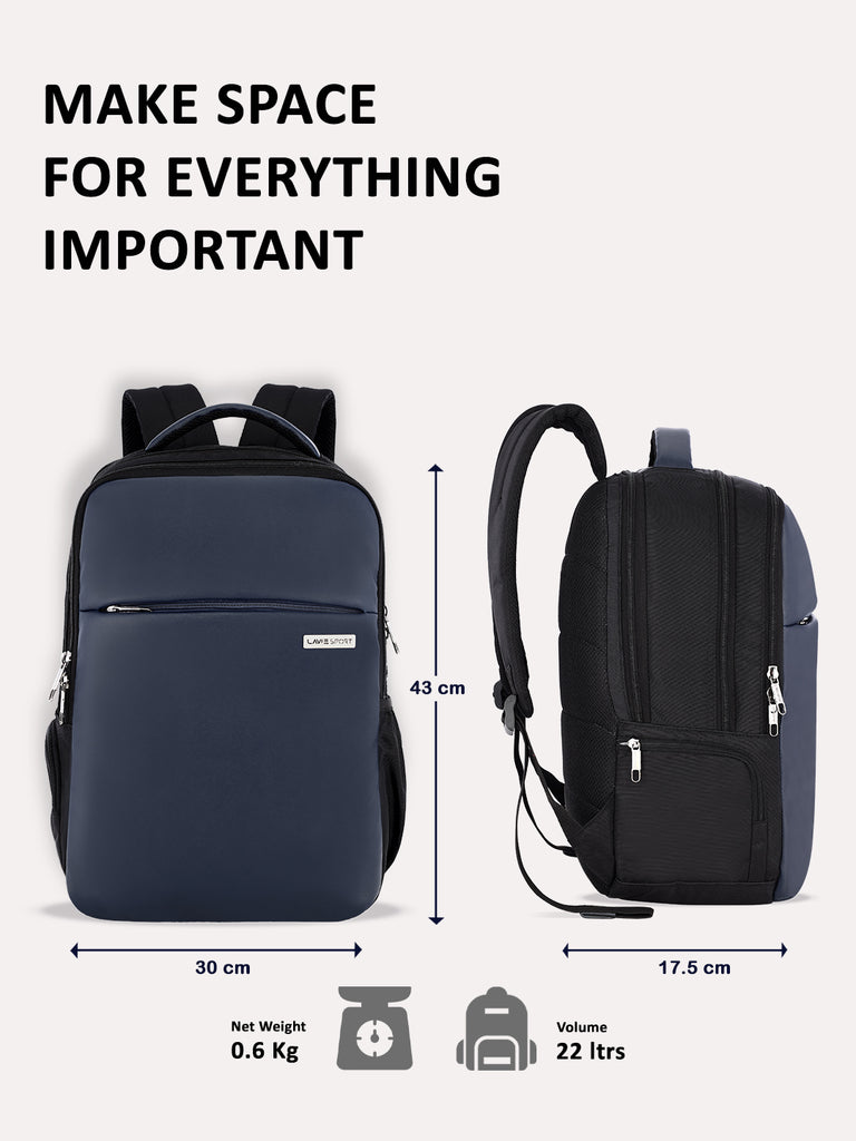 Lavie Sport Prodigy 22L Laptop Unisex Backpack For Men & Women|Casual Backpack for Girls & Boys Navy - Lavie World
