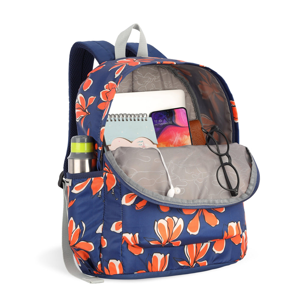 Lavie Sport Bloomy 18L Printed Casual Backpack |School Bag for Girls Navy - Lavie World