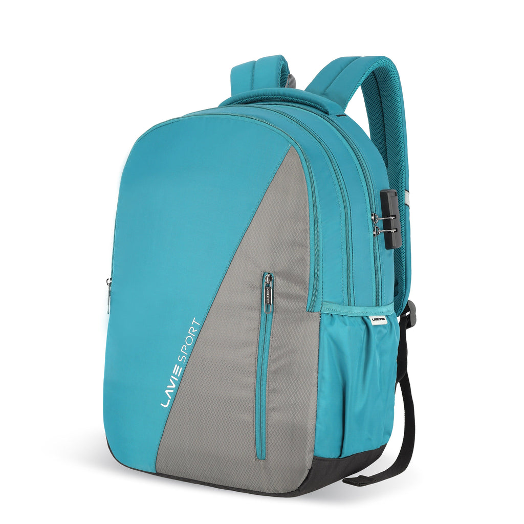 Lavie Sport Diagonal 36L Anti-theft Laptop Backpack For Men & Women | Laptop Bag For Boys & Girls Teal - Lavie World