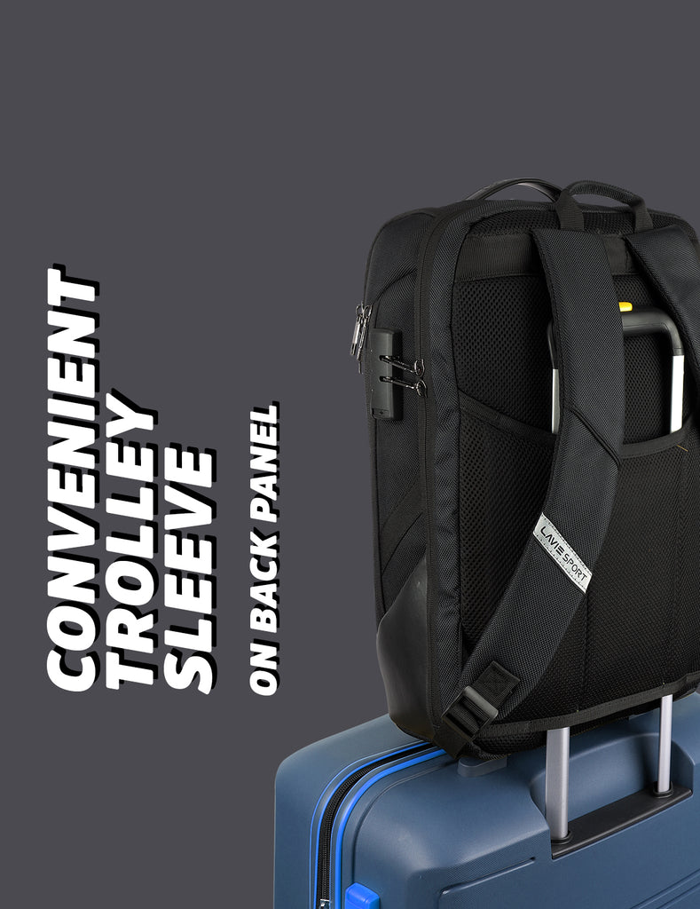Lavie Sport Emperor 32L Anti-theft & Laptop Backpack For Men & Women |Boys & Girls Black - Lavie World