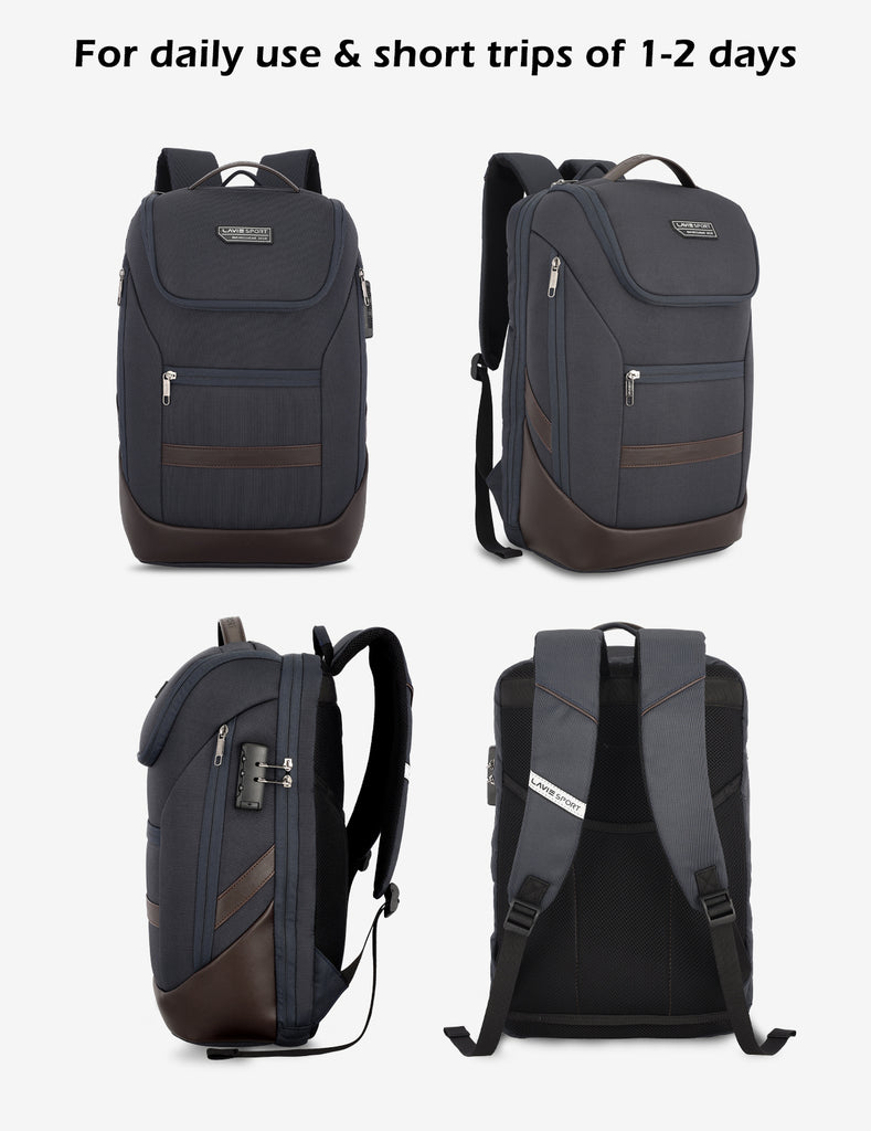Lavie Sport Emperor 32L Anti-theft & Laptop Backpack For Men & Women |Boys & Girls Navy/Brown - Lavie World