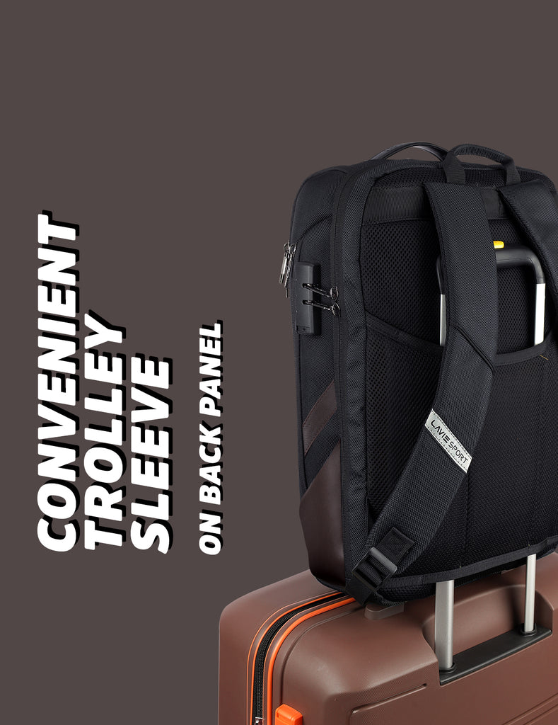 Lavie Sport Emperor 32L Anti-theft & Laptop Backpack For Men & Women |Boys & Girls Navy/Brown - Lavie World