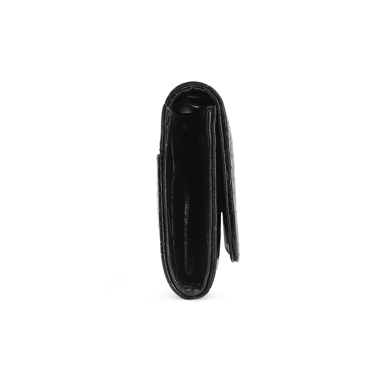 Lavie Luxe Glossy Dino Women's Envelope Clutch Purse Large Black