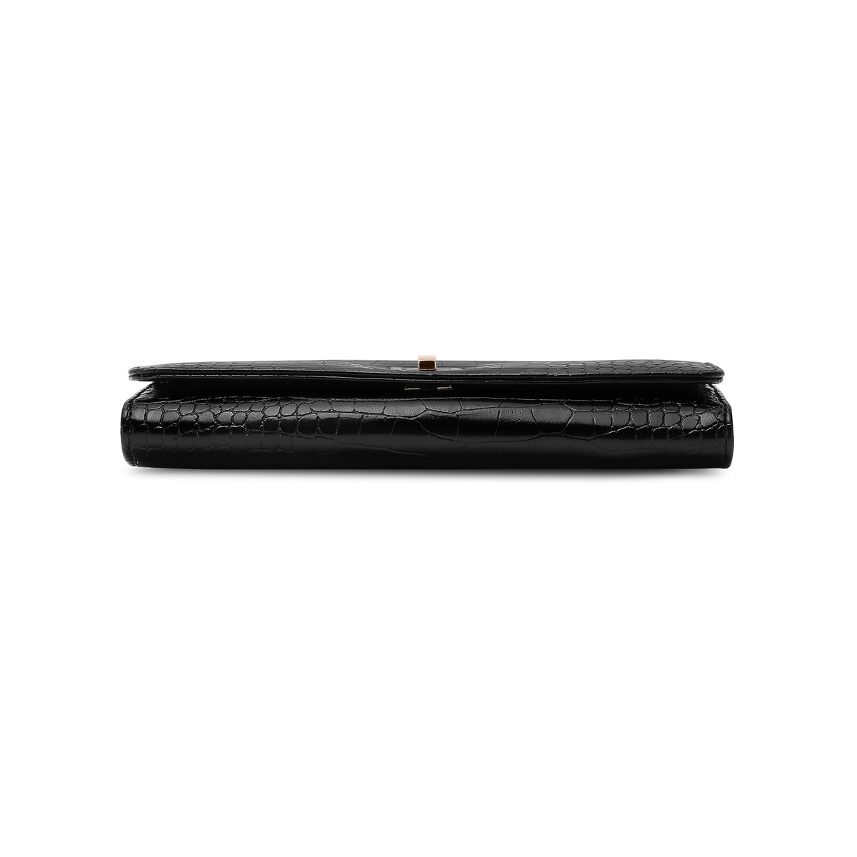 Lavie Luxe Glossy Dino Women's Envelope Clutch Purse Large Black