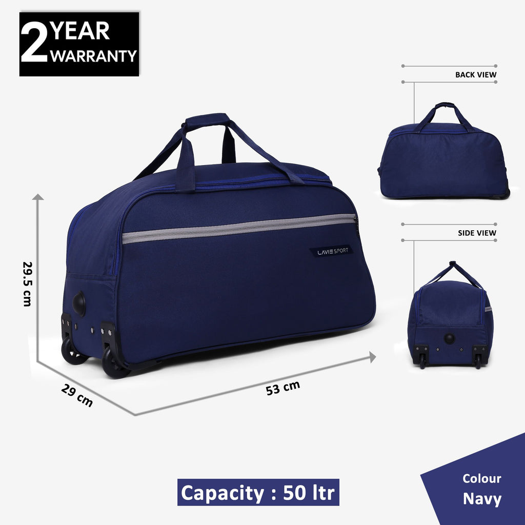 Lavie Sport Cabin Size 53 Cms Lino Wheel Duffle Bag | Navy - Lavie World