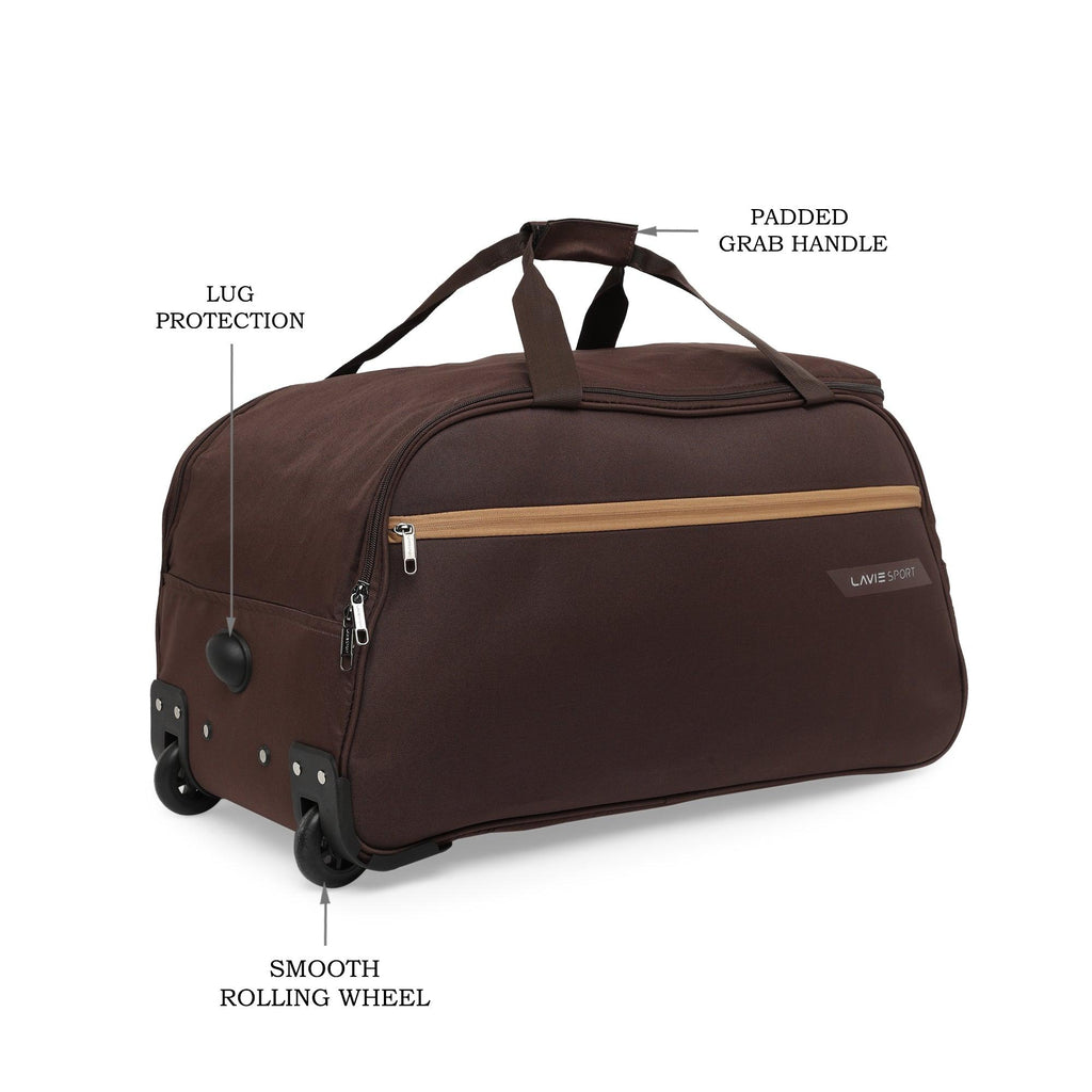Lavie Sport Cabin Size 53 Cms Lino Wheel Duffle Bag For Travel | Luggage Bag Brown - Lavie World