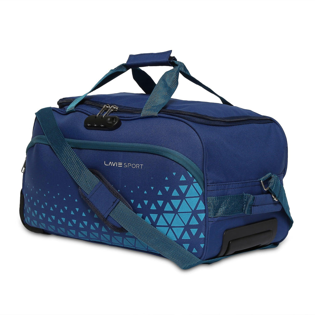 Lavie Sport 53.5 Cms Anti-Theft Arrow Wheel Duffle Bag For Travel | Luggage Bag Navy - Lavie World
