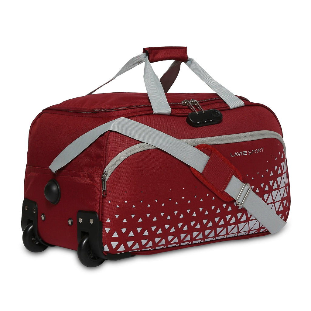 Lavie Sport 53.5 Cms Anti-Theft Arrow Wheel Duffle Bag For Travel | Luggage Bag Red - Lavie World
