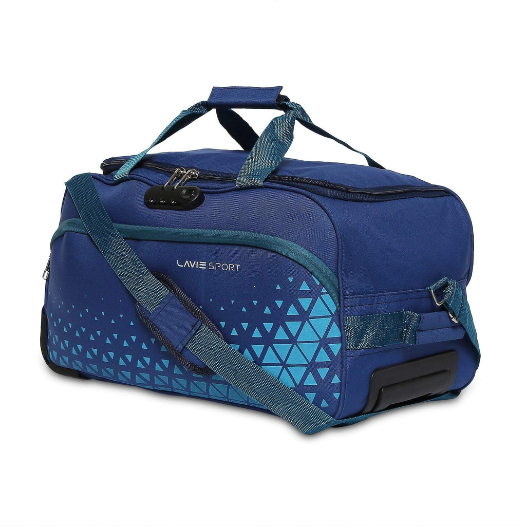 Lavie Sport 62 Cms Anti-Theft Arrow Wheel Duffle Bag For Travel | Luggage Bag Navy - Lavie World