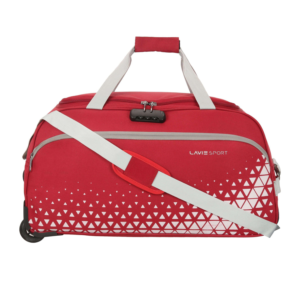 Lavie Sport 62 Cms Anti-Theft Arrow Wheel Duffle Bag For Travel | Luggage Bag Red - Lavie World