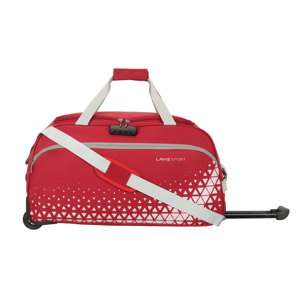 Lavie Sport 62 Cms Anti-Theft Arrow Wheel Duffle Bag For Travel | Luggage Bag Red - Lavie World