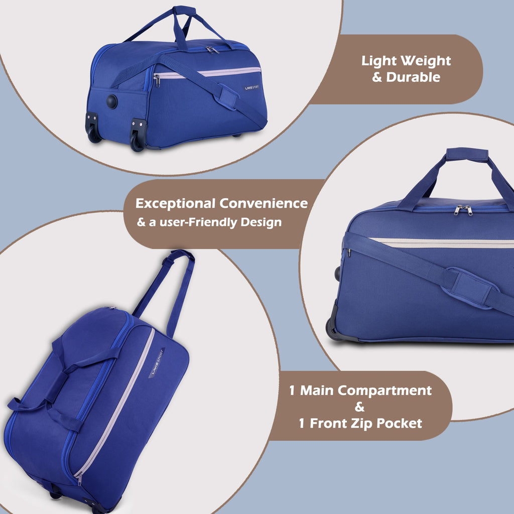 Lavie Sport Lino M Large Size 63 Cms Wheel Duffle Bag | 2 Wheel Duffle Bag Navy - Lavie World