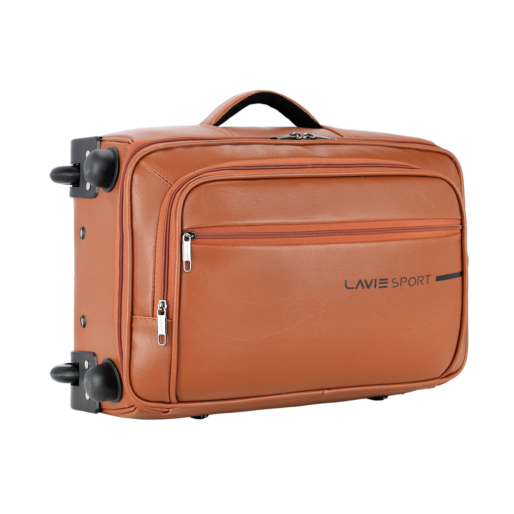 Lavie Sport 45 Cms Premium Majestic Overnighter Laptop Trolley | Luggage Bag Tan - Lavie World