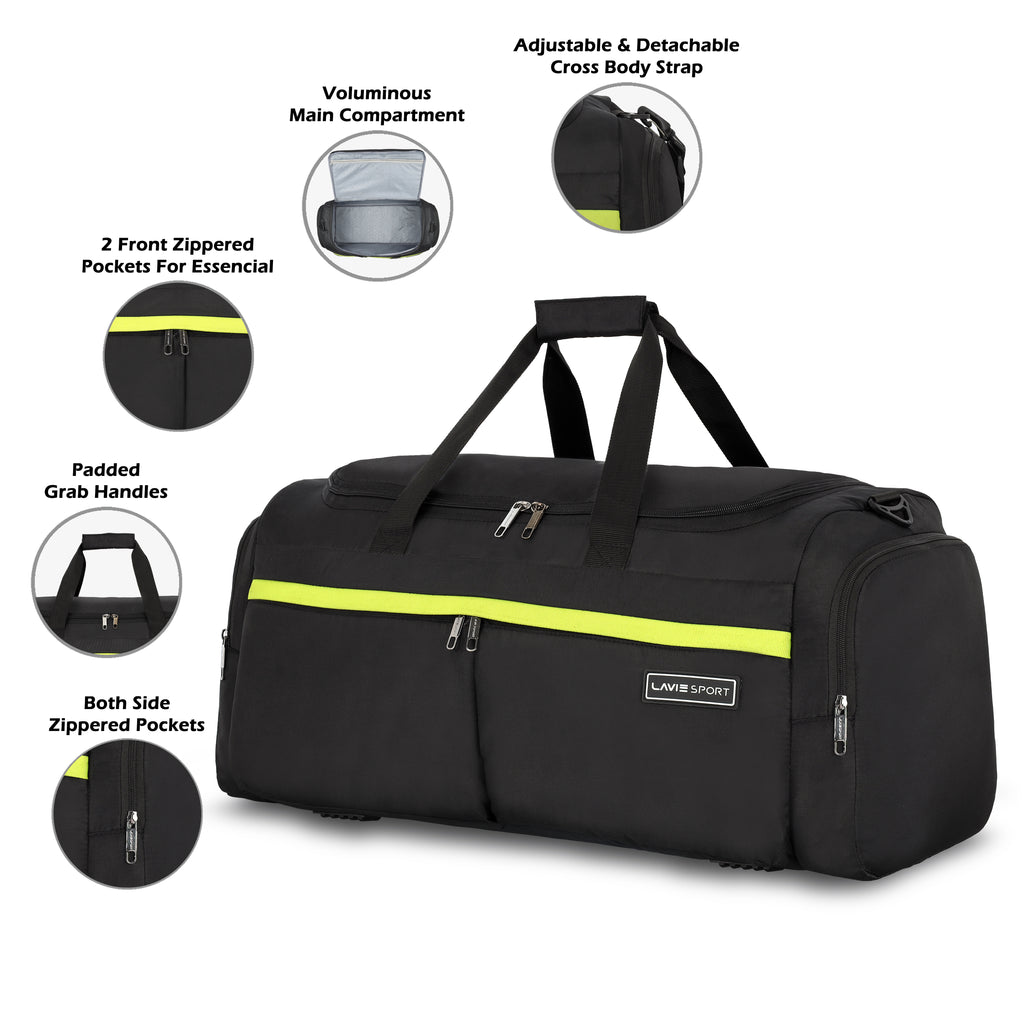 Lavie Sport Epitome 55 cms Duffle Bag For Travel | Airbag| Travel Duffle Black - Lavie World